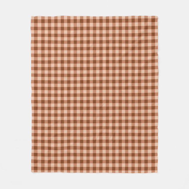 Manta Polar Patrón de Cuadro Escocés Marrón Simple Gingham Rús (Anverso)