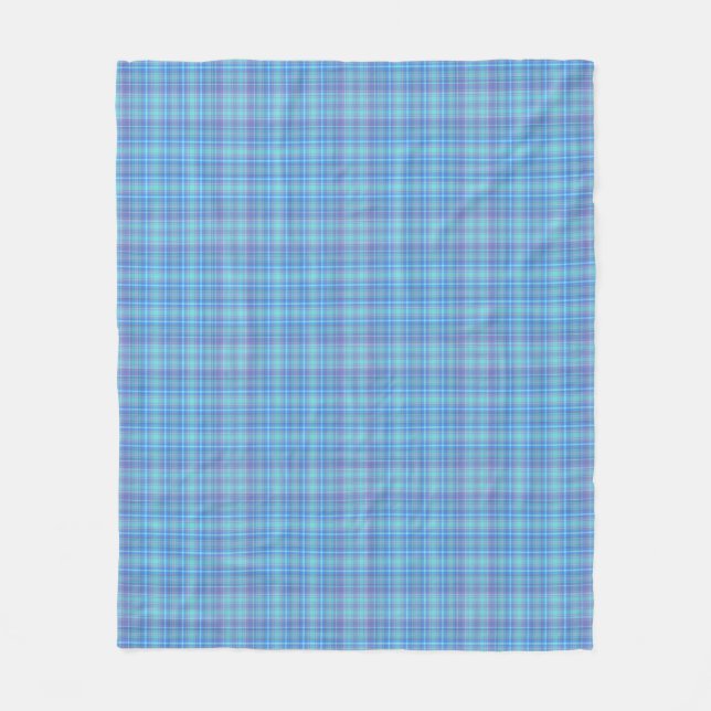 Manta Polar Patrón de Cuadros Azul Pastel (Anverso)