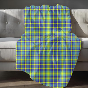 Manta Polar Patrón de cuadros escoceses azul amarillo verde