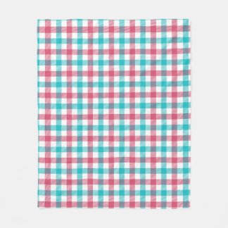 Manta Polar Patrón de cuadros gingham en verde azulado y rosa