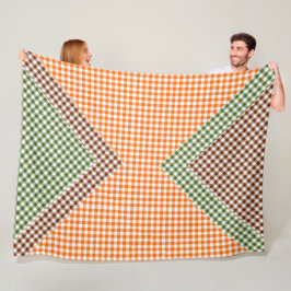 MANTA POLAR PATRON DE CUADROS NARANJA VERDE Y MARRÓN