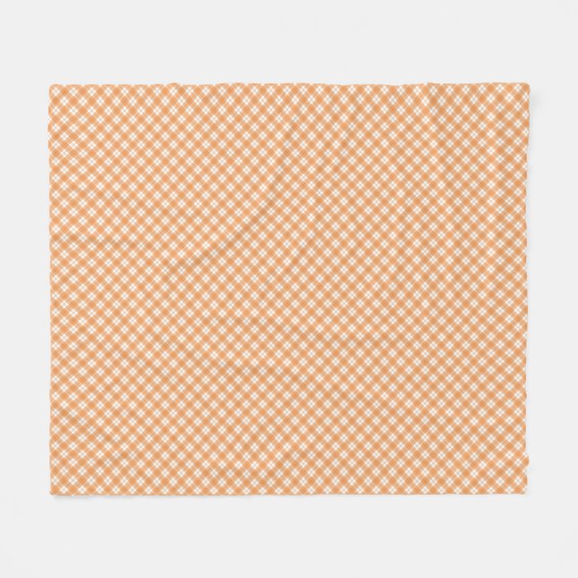 Manta Polar patrón de cuadros naranja y blanco (Frente (Horizontal))