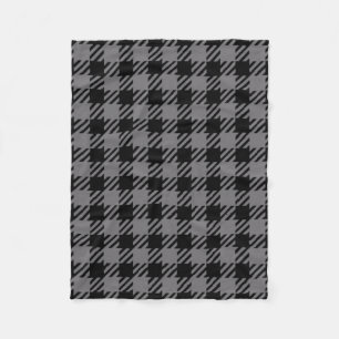 Manta Polar Patrón de cuadros negro y gris