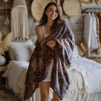 Manta Polar Patrón De Cuero Fleur De Lis