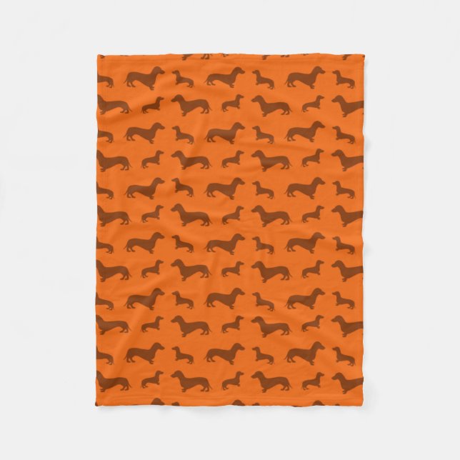 Manta Polar Patrón de dachshund naranja (Anverso)