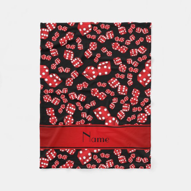 Manta Polar Patrón de dados negros de nombre personalizado (Anverso)