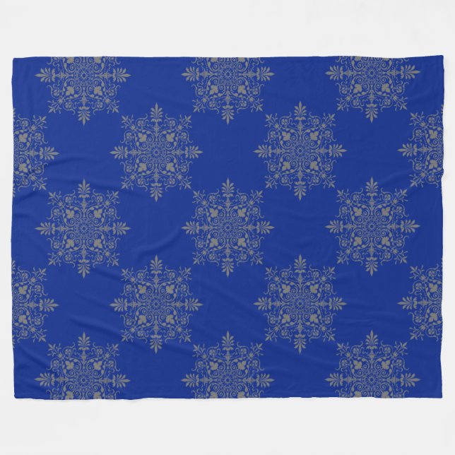 Manta Polar Patrón de Damask muy elegante azul real (Frente (Horizontal))