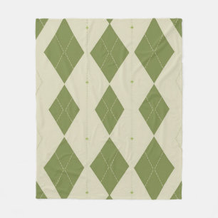 Manta Polar Patrón de diamante argyle verde oliva