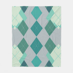 Manta Polar Patrón de diamante argyle verde turquesa