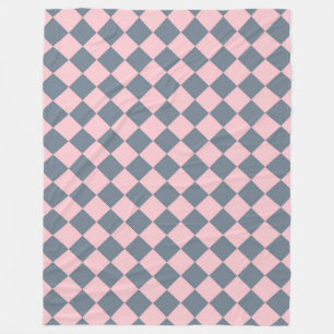Manta Polar Patrón de diamante de cuadros rosa gris