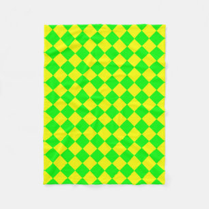 Manta Polar Patrón de diamante de cuadros verde amarillo