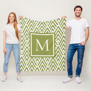 Manta Polar Patrón de diamante de flecha verde oliva de moda