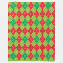 MANTA POLAR PATRÓN DE DIAMANTE DE NAVIDAD ROJO Y VERDE