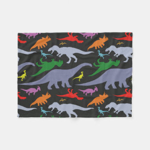 Manta Polar Patrón de Dinosaurio Colorido (Oscuro)