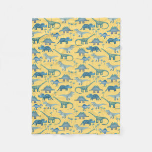 Manta Polar Patrón de dinosaurio prehistórico lindo amarillo