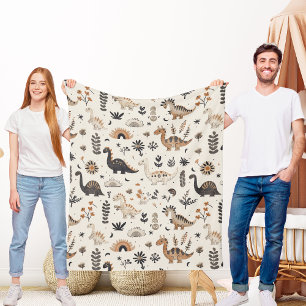 Manta Polar Patrón de dinosaurios de la jungla de Boho