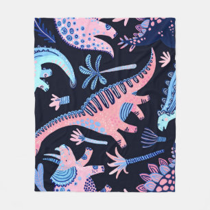 Manta Polar Patrón de dinosaurios personalizados.