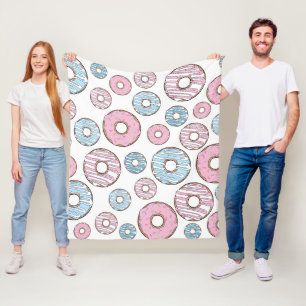 Manta Polar Patrón De Donuts, Donuts Rosados, Donuts Azules