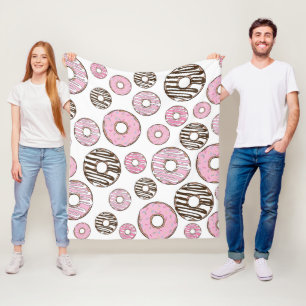 Manta Polar Patrón De Donuts, Donuts Rosados, Donuts Blancos