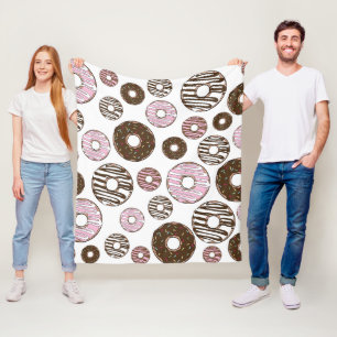 Manta Polar Patrón De Donuts, Donuts Rosados, Donuts Marrones