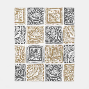 Manta Polar patrón de doodle abstracto e ininterrumpido vintag