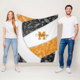 Manta Polar Patrón de doodle Boho voleibol naranja negro