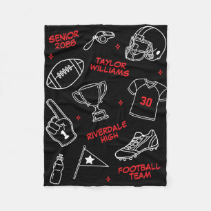 Manta Polar Patrón de Doodle del Equipo de Fútbol Senior Color