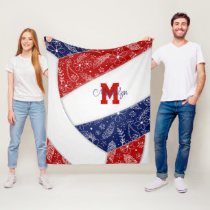 Manta Polar patrón de doodle paisley voleibol azul marino rojo