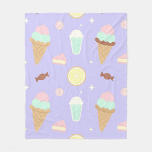 Manta Polar Patrón de dulces de helado Kawaii