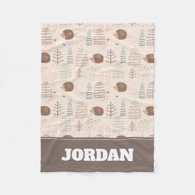 Manta Polar Patrón de edgehog de Cuadros Woodland (Anverso)