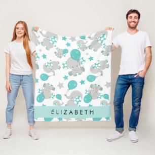 Manta Polar Patrón De Elefantes, Elefantes Cutos, Tu Nombre