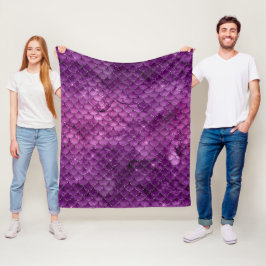Manta Polar Patrón de escamas de sirena glamour con ombre púrp