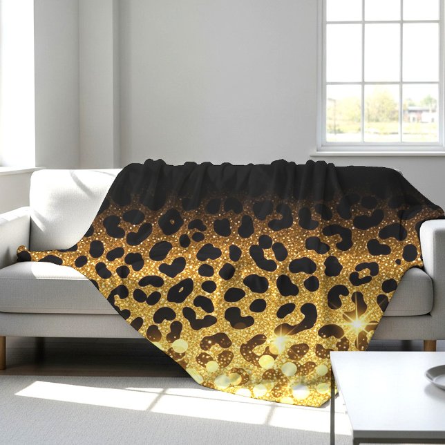 Manta Polar Patrón de estampado de leopardo con brillo dorado  (Subido por el creador)