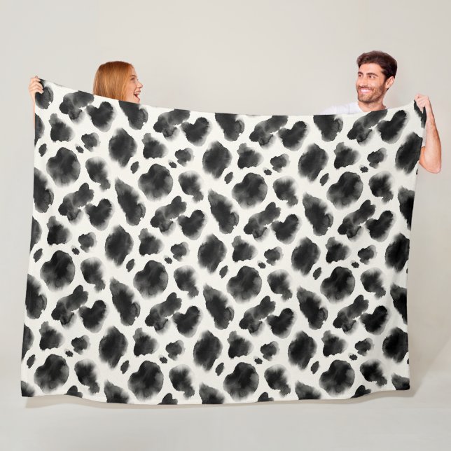 Manta Polar Patrón de estampado de vaca en negro y blanco (In situ)