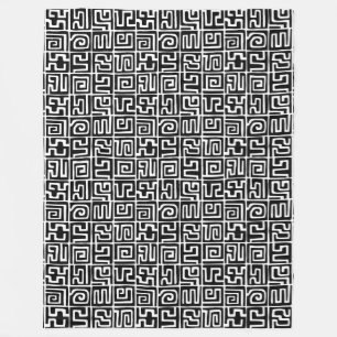 Manta Polar Patrón de estilo Kuba 071019 - Blanco y negro