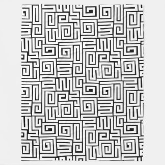 Manta Polar Patrón de estilo Kuba 280922 - Blanco sobre negro