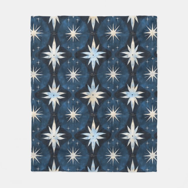Manta Polar Patrón de estrella azul retro (Anverso)