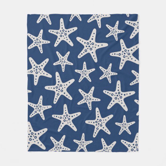 Manta Polar Patrón de Estrella de Mar Azul (Anverso)