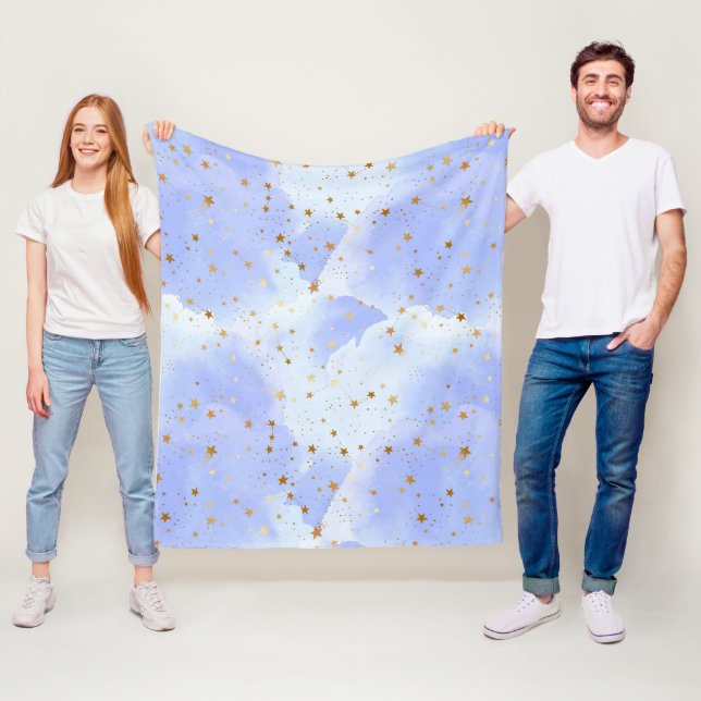 Manta Polar Patrón de estrella dorada de Lavendar (In situ)