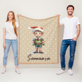 Manta Polar Patrón de estrella gnomo azul beige nombre
