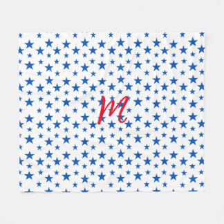 Manta Polar Patrón de Estrella Personalizable Azul y Blanco