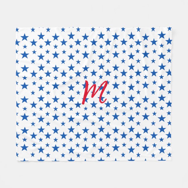 Manta Polar Patrón de Estrella Personalizable Azul y Blanco (Frente (Horizontal))