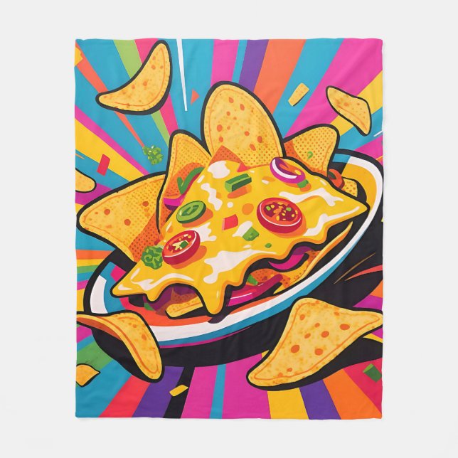 Manta Polar Patrón de Explosión de Nachos con Queso (Anverso)