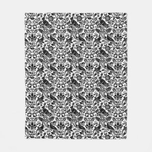 Manta Polar Patrón de faisán y liebre, blanco y negro