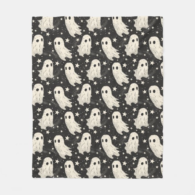 Manta Polar Patrón de fantasmas y estrellas espeluznantes de H (Anverso)