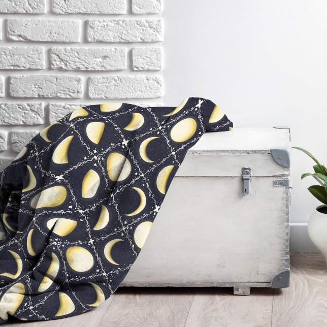 Manta Polar Patrón de fases celestes de la luna (Moon Phases Pattern Fleece Blanket)