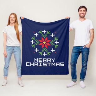 Manta Polar Patrón de Feliz Navidad 6
