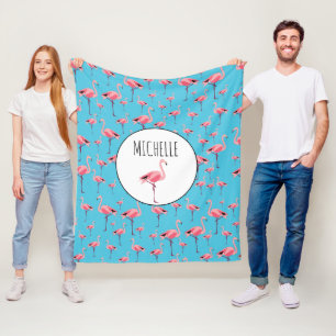 Manta Polar Patrón de flamenco rosado de verano tropical