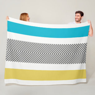 Manta Polar Patrón de flecha azteca geométrica azul amarillo a