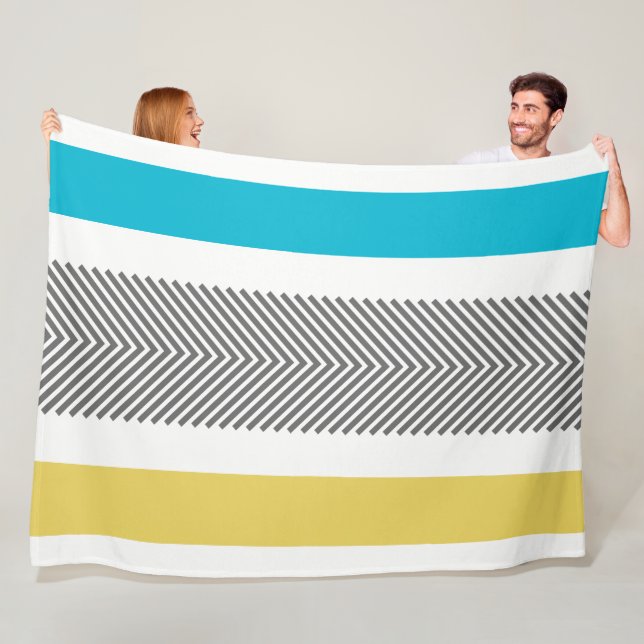 Manta Polar Patrón de flecha azteca geométrica azul amarillo a (In situ)